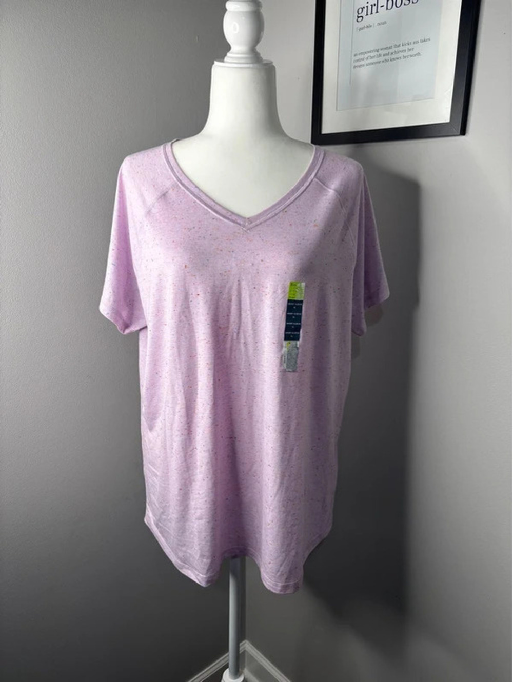 Tek Gear Essential Gear Pink Speckled Short Sleeve T-Shirt XL NWT